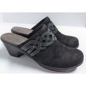 Croft and Barrow black man-made platform mules 7.5 M, "DAMEBLACK" comfort shoes